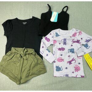 Lot of 4 Girl's Assorted Clothes Shirt, Shorts, Sleeveless and Long sleeve USED